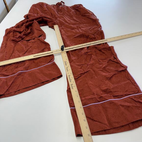 Untitled In Motion Pants Womens XX Large Orange Pink Piped Satin Wide Leg - Picture 11 of 12